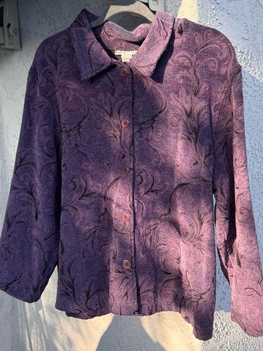 Purple Textured Button-Up Jacket - Picture 4 of 8